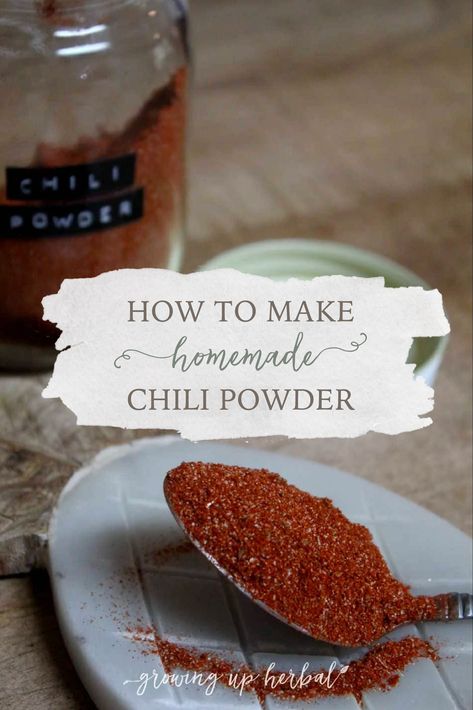 Homemade chili in the winter is one of my favorite meals, and tacos are a speedy go-to meal on busy summer evenings. For both of these dishes (and countless others), chili powder is a necessary ingredient. How To Make Homemade Chili Powder | Growing Up Herbal Chili Powder Recipe, Homemade Chili Powder, Healthy Freezer Recipes, Quick Chili, How To Make Chili, Homemade Cleaning Supplies, Quick And Easy Soup, Homemade Spice Blends, Herbal Recipes