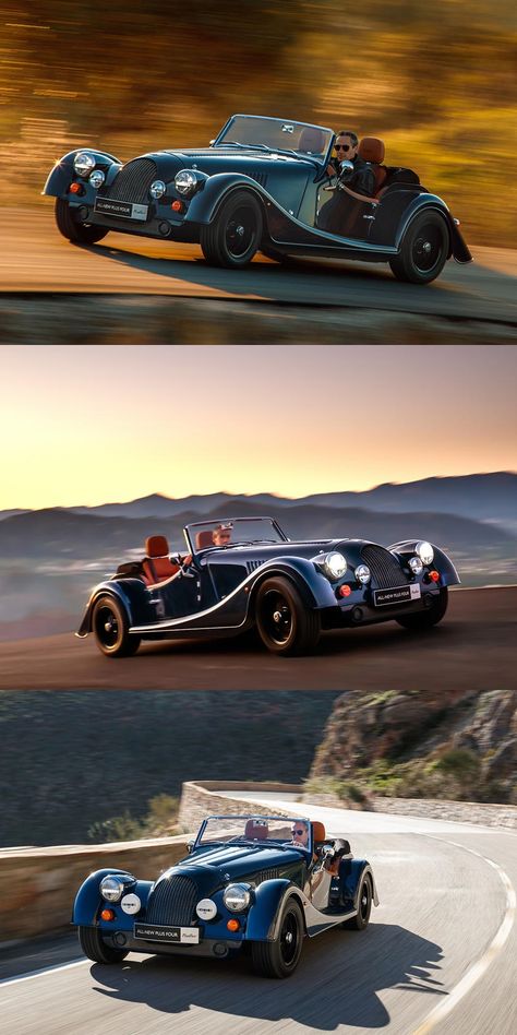 Morgan Plus Four Looks Old But Is All-New Underneath. Under the hood sits a BMW engine with a manual transmission! Morgan Plus Four, Morgan Cars Vintage, Luxury Car Accessories, Morgan Sports Car, Cars Pics, Bmw Engine, Morgan Motors, Morgan Cars, Plus Fours