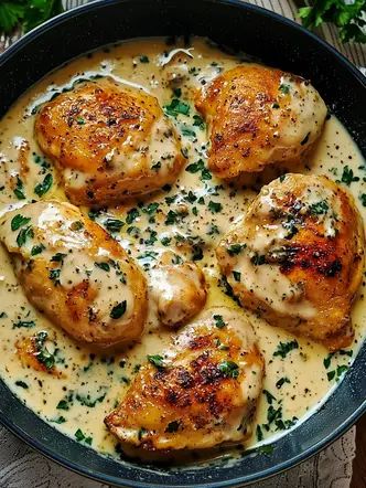 A delightful dish that combines tender chicken breasts with a rich and flavorful creamy garlic sauce. Perfect for a quick and satisfying weeknight dinner, this recipe is both simple and indulgent. Chicken With Garlic Cream Sauce, Chicken Garlic Cream Sauce, Chicken Cream Sauce, Chicken With Cream Sauce, Classic Family Meals, Stuff Chicken, Chicken With Cheese, Cream Sauce For Chicken, New Chicken Recipes