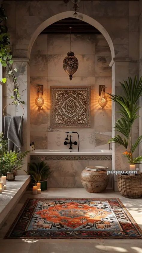 Indian Bathroom Ideas, Indian Spa, Arab Decor, Moroccan Decor Bathroom, Moroccan Style Bathroom, Indian Bathroom, Spanish Bathroom, Floor Planning, Moroccan Houses