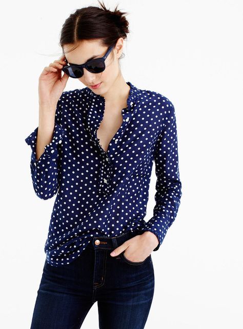 "The first time I walked into one of these stores, I almost cried." Blue Polka Dot Shirt Outfit, Pattern Blouse Outfit, Dot Shirt Outfit, Polka Dot Shirt Outfit, Gilmore Girls Fashion, Girls Clothing Stores, Celebrity Style Guide, October Fashion, Dot Shirt