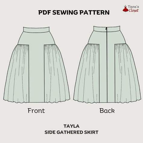 Simple Sewing Patterns For Beginners, Sewing Patterns Plus Size, Gathered Skirt Pattern, Skirt Sewing Pattern Free, Skirt Sewing Patterns, Sewing Pattern For Beginners, Cloth Patterns, Sewing Patterns Skirt, Skirt Pattern Free