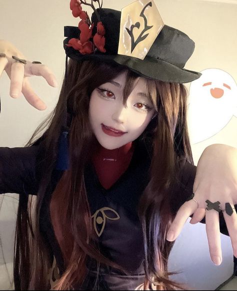 Hu Tao Makeup, Hi Tao Cosplay, Hu Tao Cosplay Makeup, Hu Tao Hair Down, Hutao​ Genshin​ Impact Rings, Hutao Cosplay, Hu Tao Cosplay, Genshin Cosplays, Asian Cosplay