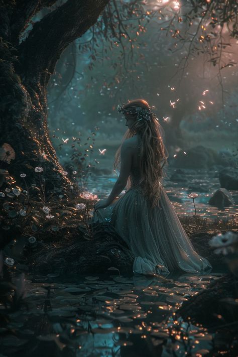 Fairytale Aesthetic Forests, Forest Princess, Fae Aesthetic, Scene Inspiration, Nature Goddess, Dark Fairytale, Forest Backdrops, Under A Tree, Heart Break