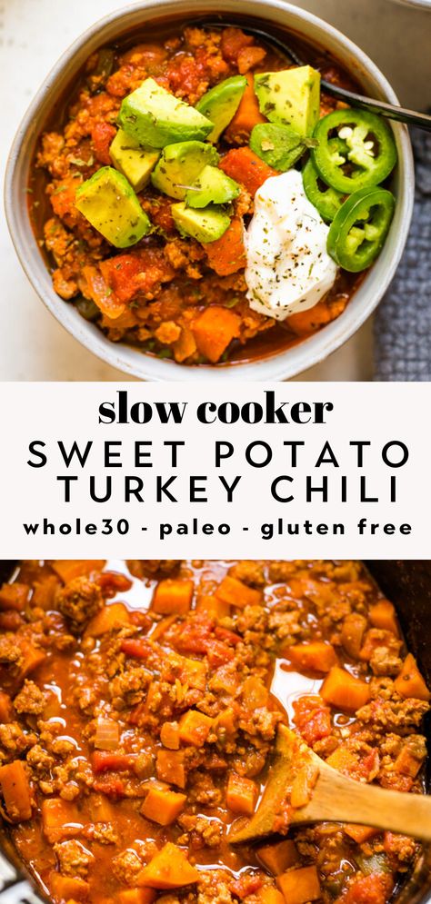 Slow Cooker Sweet Potatoes, Sweet Potato Chili, Green Chiles, Turkey Chili, Instant Pot Dinner Recipes, Healthy Ingredients, Ground Turkey Recipes, Healthy Crockpot, Dinner Recipes Crockpot