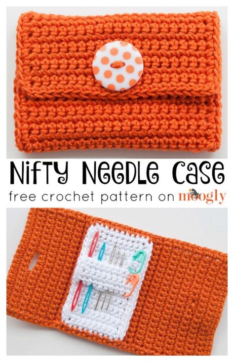 Nifty Needle Case https://www.mooglyblog.com/nifty-needle-case/ Crochet Hook Roll Up Case Pattern, Crochet Hook Case Tutorial, Crochet Hook Case Pattern, Crochet Needle Case, Crocheted Purses, Crochet Tube, Crochet Hook Holder, Crochet Hook Case, Crochet Case