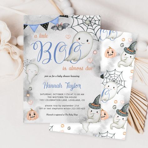 Little Boo Halloween Boy Boy Ghost Baby Shower Invitation #zazzle #weddinginvitations #birthdayinvitations #babyshowerinvitations #zazzleinvitations #monogram #businesscards #graduation #homedecor Fall Baby Shower Invitations Boy, A Little Boo Is Almost Due Invitations, A Little Boo Is Almost Due Boy, October Baby Shower Ideas Boys, A Boo Is Almost Due, Halloween Themed Baby Shower Ideas Boy, Halloween Baby Shower Invitations, Halloween Baby Boy, Little Boo Is Almost Due