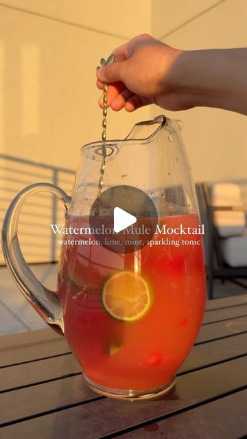 Jeanette Velasco Shane on Instagram: "🍉🍋‍🟩Recipe ⬇️ finishing up month 7 of no drinking. I’m really loving this watermelon mule Mocktail it’s so refreshing and perfect for the summer especially when I’m craving a Moscow mule. Hope you love it too💕 Fresh juice tastes best in this.  Watermelon Mule 12 oz of fresh watermelon juice 6 oz of lime juice  10-15 mint leaves  Muddled mint 10-15 leaves Muddled watermelon Lime slices 3 cans of Ginger ale Olipop (or other ginger ale)  Ice  Mix all ingredients together!   #juicing #juicerecipes #juicingforhealth #summerdrinks #healthydrinks #mocktails #watermelon" Mocktails Watermelon, Watermelon Mule, Watermelon Mocktail, Fresh Watermelon Juice, No Drinking, Fresh Watermelon, Watermelon Juice, Juicing For Health, Fresh Juice