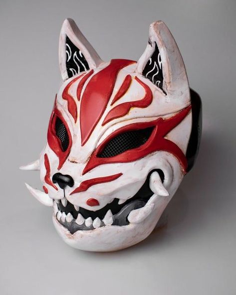 Cool Masks Designs Ideas Anime, Chinese Fox Mask, Wolf Mask Japanese, Types Of Masks Drawing, Full Mask Design Ideas, Cool Masks Anime, Anbu Mask Design, Japanese Dragon Mask, Japanese Mask Design