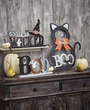 Unique Halloween Decorations | The Lakeside Collection Halloween Cut Outs, Cat Wall Hanging, Halloween Craft Kits, Unique Halloween Decorations, Boo Sign, The Black Cat, Tabletop Signs, Lakeside Collection, Ltd Commodities