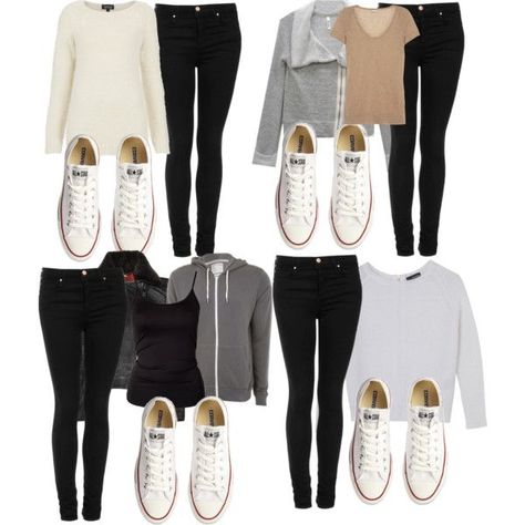 Outfits ft. Black Jeggings and white lo Converse by lifeofsiena on Polyvore Converse With Leggings, How To Wear White Converse, How To Wear Converse, Converse Style Women, White Converse Outfits, Sneakers Outfit Casual, How To Wear Sneakers, Sneaker Outfits, Sock Outfits