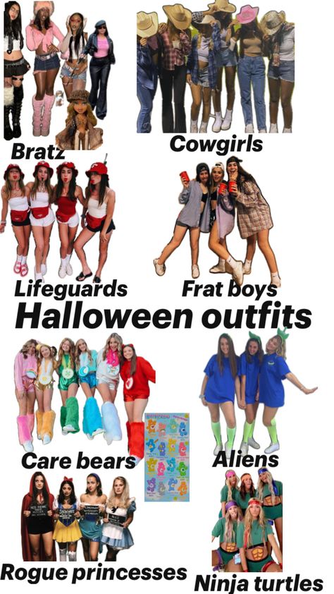 6 Person Halloween Costume Funny, Cute Halloween Costumes Group Of 4 Friends, Costume Ideas For A Group Of 4, Cute Halloween Costumes Group Of 4, 4 People Halloween Costumes Group Funny, Halloween Ideas 4 People, Matching Trio Halloween Costumes, Halloween Costume 4 People Group, Costume Ideas For 2 Friends Funny