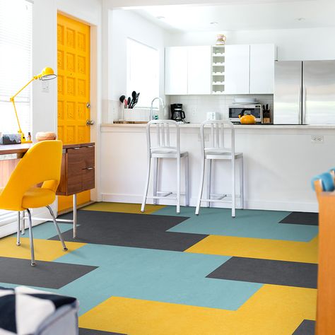 Marmoleum Floors Kitchen, Linoleum Tile Flooring, Linoleum Flooring Kitchen, Sheet Linoleum, Marmoleum Floors, Forbo Marmoleum, Vct Tile, Eco Friendly Flooring, Modular Tile