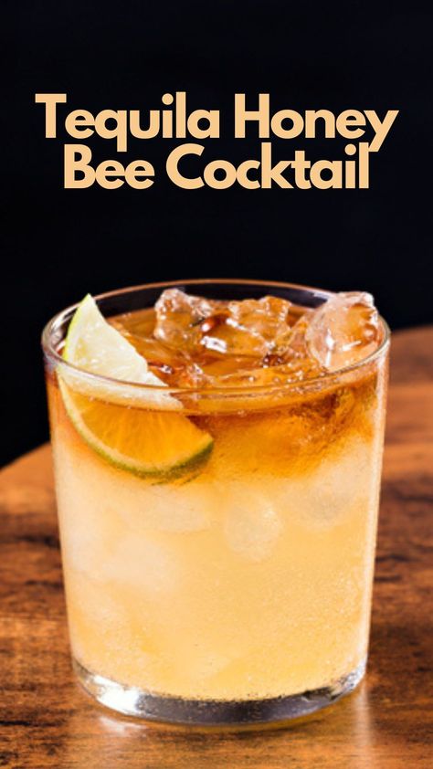 The tequila honey bee cocktail is a sweet take on a simple tequila cocktail. It’s somewhat of a party drink with a bittersweet mix of high-volume alcohols, honey, and bitters, best suited for warm summer evenings when the sun is still setting. It’s perfect for those nights when you don’t want the moment to end. #TequilaHoneyBeeCocktail Tequila Honey Bee Cocktail, Tequila Honey Bee, Honey Tequila Drinks, Honey Margarita Recipe, Honey Bee Drink, Honey Liquor Cocktails, High End Cocktails Drinks, Cocktail With Honey, Honey Old Fashioned Cocktail