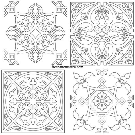 Square Tile Pattern, Stencil Patterns Templates, Tile Design Pattern, Stencils Printables, Islamic Art Pattern, Stencil Patterns, Wallpaper Nature, Tile Designs, Nature Flowers