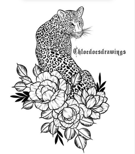 Pair Tattoos, Jaguar Tattoo, Skull Girl Tattoo, Leopard Tattoos, Doodle Tattoo, Dope Tattoos For Women, Tattoo Style Drawings, Tattoo Project, Tattoo Illustration