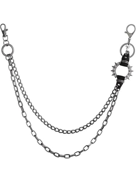 PRICES MAY VARY. DURABLE GRUNGE GOTH PUNK ACCESSORIES: Constructed from high-quality alloy material, this jeans chain boasts exceptional toughness and durability, resisting fading, rust, and breakage for long-lasting wear. EASY TO WEAR AND TAKE OFF: Featuring lobster clasps at both ends, attaching this pants chain to your trousers is a breeze. The smooth-opening clasps ensure convenient wear and removal, making it a practical accessory for everyday use. STYLIST & UNISEX: Ideal for dancers, skate Alternative Fashion Accessories, Punk Rock Accessories, Pink And Black Accessories, Diy Goth Accessories, Nirvana Accessories, Sheet Metal Jewelry, Jeans Chains, Skeleton Accessories, Grunge Necklaces