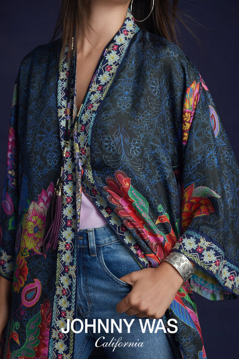 Boho luxurious kimono style inspo. Shop new arrivals today at Johnny Was. Johnny Was Kimono, Bohemian Luxe, Bohemian Kimono, Boho Kimono, Kimono Style, Boho Women, Casual Summer Outfits, Johnny Was, Kimono Fashion