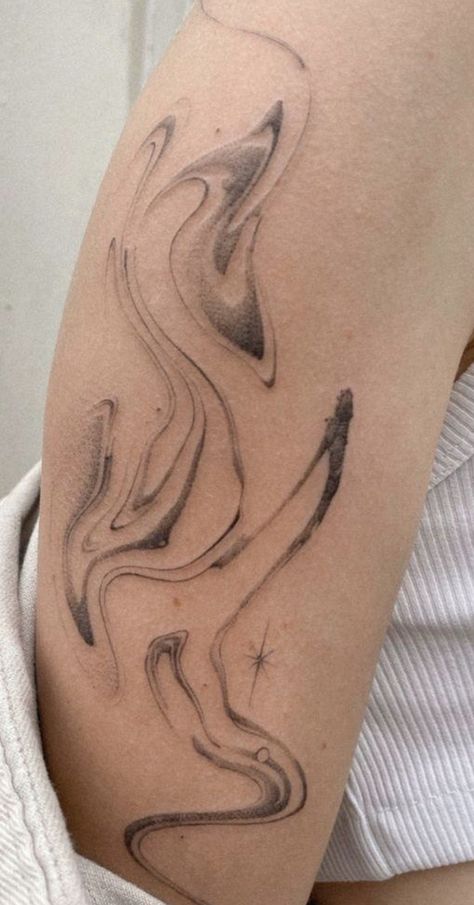 Red Wave Tattoo, Foggy Tattoo, Smokey Tattoo, Fluid Tattoo Design, Grey Wash Tattoo, Tattoo Fire, Wind Tattoo, Swirl Tattoo, Around Arm Tattoo