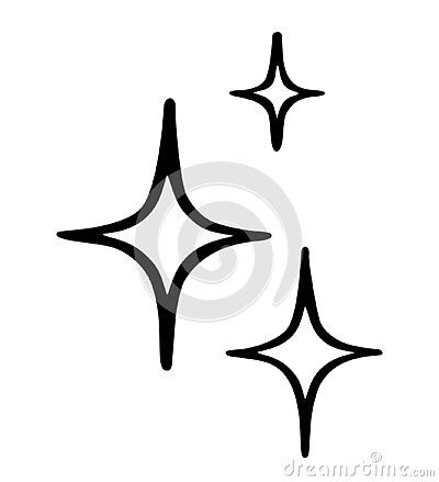 Vector Star Tattoo, Star Shine Tattoo, Traditional Sparkle Tattoo, Twinkle Tattoo Design, Traditional Star Filler Tattoo, Triple Star Tattoo, Sparkle Emoji Tattoo, Simple Tattoo Stencils For Beginners, Linework Tattoo Design Simple