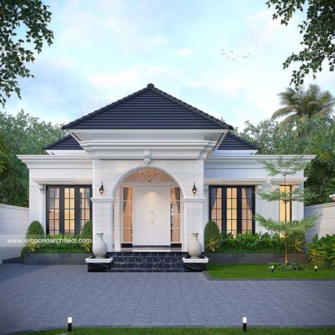 Mrs. SLV Classic House 1 Floor Design - Palembang 37170 - Facade Design Palembang, Design, House 1 Floor, Emporio Architect, Classic House, Floor Design, Portfolio Design, Portfolio