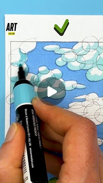 How To Make Cloud On Canvas, Clouds Perspective Drawing, How To Draw Clouds With Markers, Clouds With Markers, Moon Clouds Drawing, Cloud Illustration Drawing, How To Draw A Cloud, Coloring Clouds, Clouds Art Drawing