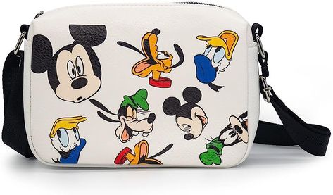 Disney Bag, Cross Body, Rectangle, Disney Mickey and Friends Fab Four Expressions All Over, White, Vegan Leather Goofy And Pluto, Mickey Mouse Donald Duck, Mickey Mouse Head, Disney Bag, Disney Favorites, Mickey Mouse And Friends, Crossbody Wallet, Disney Outfits, Mickey And Friends