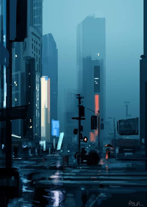 Pascal Campion, الفن الرقمي, Bg Design, City Background, Cyberpunk Aesthetic, Cyberpunk City, Background Drawing, City Illustration, Digital Painting Tutorials