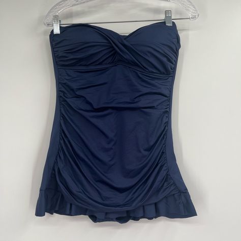 Sonnet Shore Swimwear Navy Blue Ruched Ruffle One Piece Swimsuit Nwt Sz 10 Off Shoulder Ruffle Top, Underwire Tankini Tops, Swim Cover Up Dress, Swimsuits For All, Print Swimsuit, Swimwear Cover, Cover Up Dress, Dream Clothes, Pretty Outfits