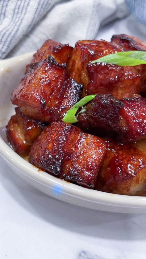 Honey Glazed Pork Belly, Air Fryer Pork Belly, Glazed Pork Belly, Pork Belly Bites, Pork Bites, Fried Pork Belly, Air Fryer Pork, Honey Pork, The Best Air Fryer