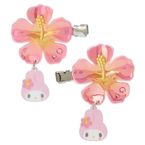 follow me for more Sanrio Gyaru, Hibiscus Hair, Makeup Social, Cute Hair Clip, Sanrio Japan, Pink Girly Things, Hello Kitty Items, J Fashion, My Melody