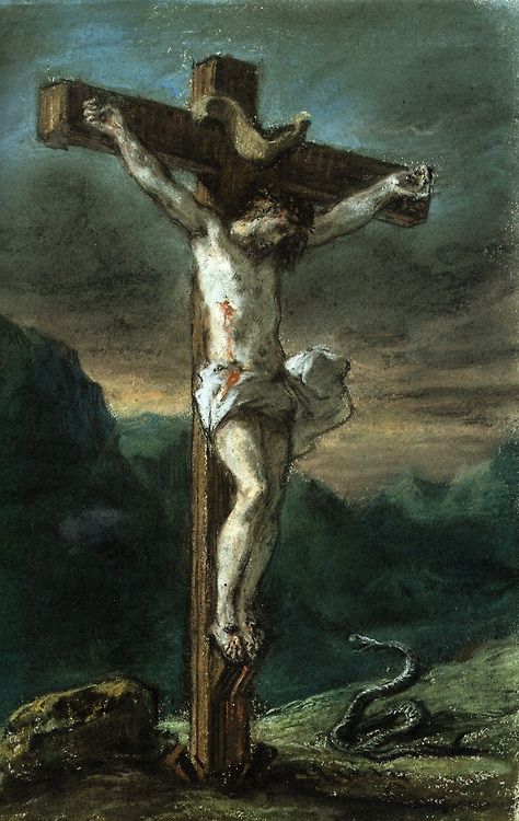 Eugene Delacroix "Christ on the Cross", 1853 Romanticism Artists, Christ On The Cross, Eugène Delacroix, Religious Painting, The Cross Of Christ, Biblical Art, Jesus Art, Oil Painting Reproductions, Catholic Art