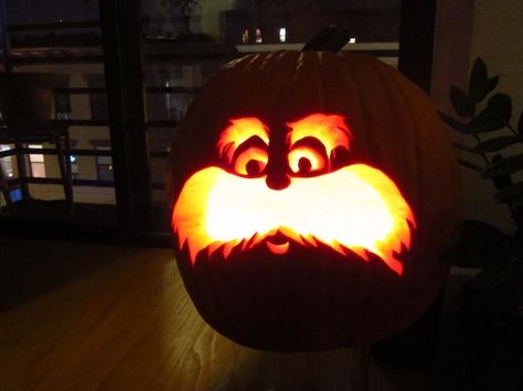 Lorax Mustache | They made a template so you can make your own Lorax pumpkin. You can ... Lorax Pumpkin, Carved Pumpkin, The Lorax, Carving Ideas, A Pumpkin, Pumpkin Carving, Carving