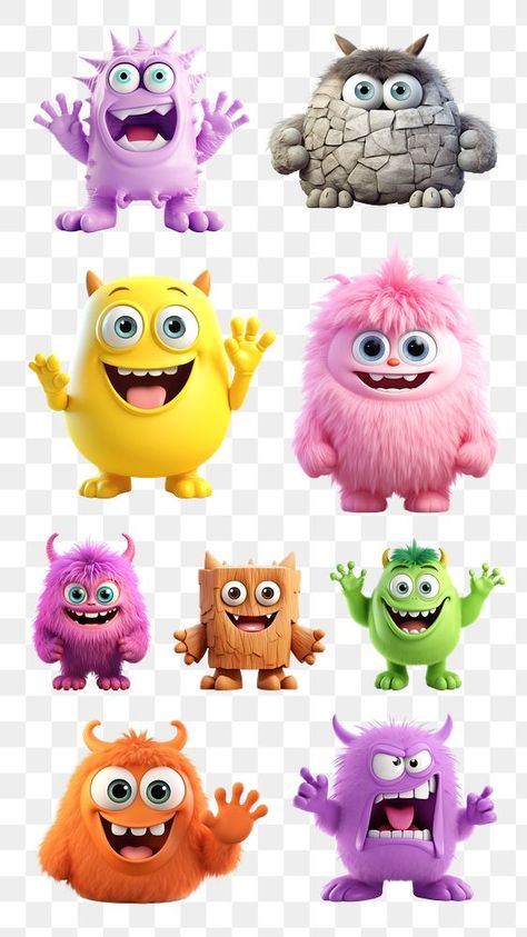 Cute Monster Character Design, Monster Character Design, 3d Monster, Png Elements, Sticker Png, Monster Characters, Awesome Designs, Game Character Design, Cute Monsters