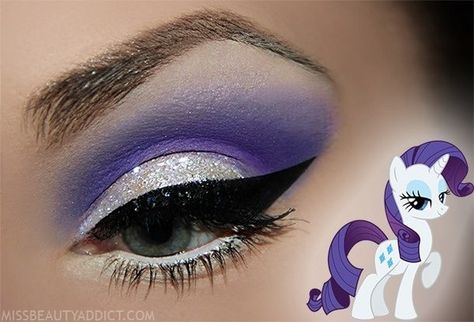 Rarity (My little pony) mi favorita! Pony Makeup, Glam Eye Makeup, My Little Pony Costume, Dramatic Eye Makeup, Purple Eyeshadow, Make Up Looks, Costume Makeup, Makeup Designs, Love Makeup