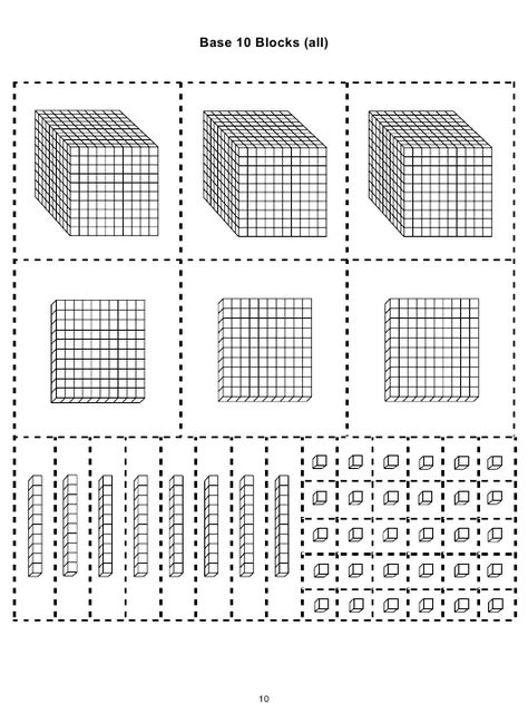 Base 10 Blocks Printable Tens And Ones, Printable Base Ten Blocks Free, Base 10 Blocks Printable Free, Base 10 Block Activities, Base Ten Blocks Activities, Substitute Teacher Resources, Math Template, Teaching Subtraction, Easy Math Activities