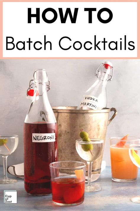 Batch Cocktail Recipes Vodka, High Ball Glasses Cocktails, Premixed Cocktails For Party, Pre Batched Cocktails, Big Batch Make Ahead Cocktails, Premade Drinks For Party, Large Batch Gin Cocktails, Big Batch Martini Recipe, Large Batch Martini Recipes