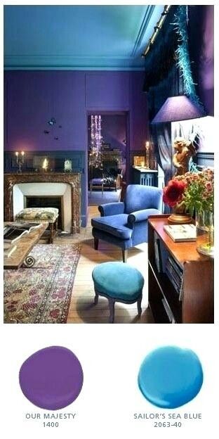 Bohemian Style Living Room, Bohemian Style Living, Turquoise Living Room Decor, Purple Wall Decor, Purple Living Room, Living Room Wall Color, Room Wall Colors, Purple Bedroom, Purple Interior