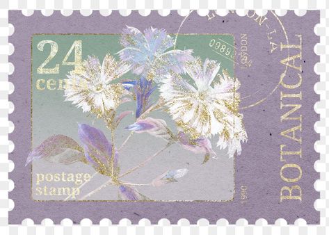 Aesthetic Flower Png, Stamp Mockup, Aesthetic Illustration, Postage Stamp Design, Sticker Aesthetic, Lavender Aesthetic, Transparent Flowers, Png Aesthetic, Envelope Stamp