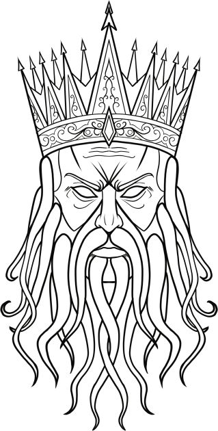 Poseidon Blackwork Ink Illustration. -- Choose from our vast selection of Crewneck and V-Neck T-Shirts to match with your favorite design to make the perfect custom graphic T-Shirt. Pick your favorite: Classic, Relaxed Fit, V-Neck, Tri-Blend, Dolman Extra Soft Tri-Blend, Slouchy V-Neck, Slouchy, Premium, Heavyweight, Curvy, Ringer, and Curvy V-Neck. Customize your color! For men and women. Posiden Tattoo Stencil, Zeus Coloring Page, Poseidon Portrait, Poseidon Drawing, Draw Fingers, Greek God Sculptures, Tiger Stencil, Greek Drawing, Sketch Head