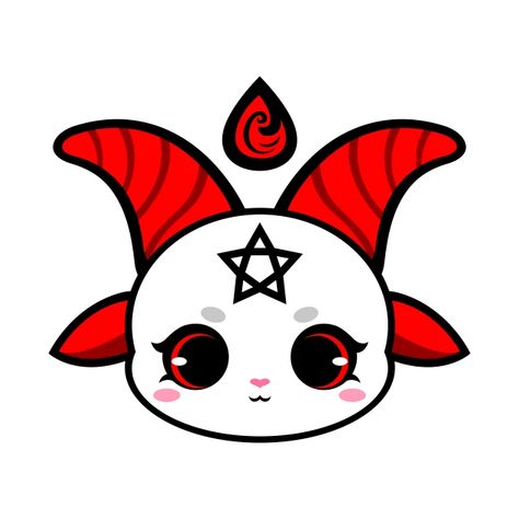 Chibi Baphomet Tattoo, Chibi Baphomet, Kawaii Baphomet, Cute Baphomet, Monster Tattoo, Drawing Study, Fantasy Tattoos, Alternative Christmas, Kawaii Goth