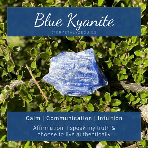 Blue Kyanite Meaning, Properties & Chakras Blue Kyanite Meaning, Kyanite Properties, Kyanite Meaning, Crystal Facts, Crystal Affirmations, Blue Kyanite Jewelry, Charging Crystals, Witchcraft Crystals, Crystal Tips