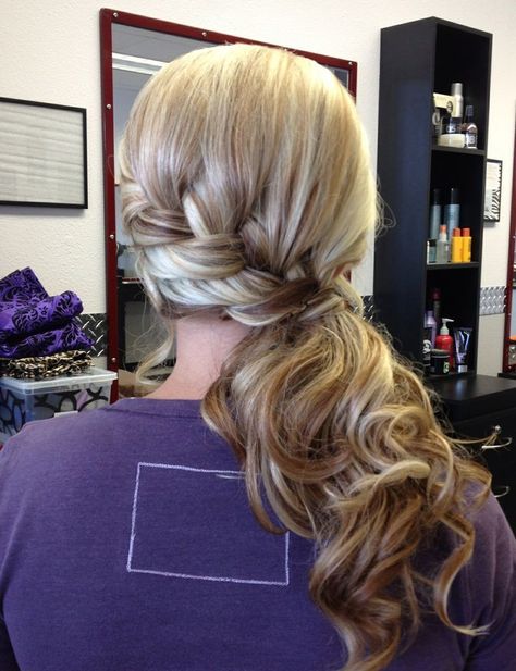 Hairstyle Bridesmaid, Side Ponytail Hairstyles, Side Ponytails, Side Pony, Side Ponytail, A Ponytail, Hair Done, Long Blonde, Braided Hairstyles Easy