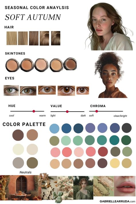 Soft Autumn Colour Analysis, How To Find Your Color Palette, Soft Autumn Color Palette Hair, Light Autumn Color Palette, Soft Autumn Color Season, Soft Autumn Style, Soft Autumn Color Analysis, Soft Autumn Clothes, Soft Autumn Outfits Capsule Wardrobe