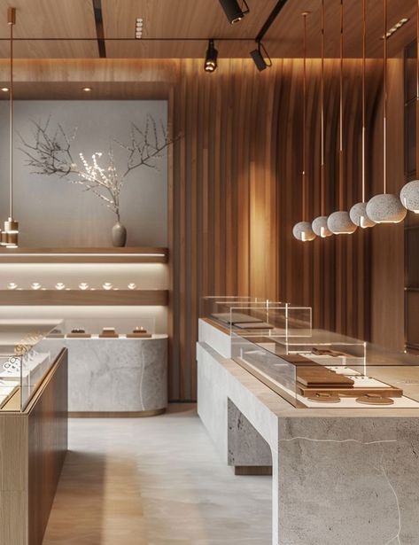 Elegant Retail Store, Luxury Retail Interior Design, Jewelry Botique Interiors Ideas, Jewellery Store Design Interior, Jewelry Store Front Design, Luxury Retail Design, Modern Jewelry Store Interior Design, High End Retail Store Design, Jewellery Shop Design Store Interiors