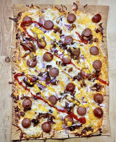 Hot Dog Pizza Breakfast Crunchwrap, Dog Pizza, Hot Dog Pizza, Grill Breakfast, Chicken Taco Bowls, Meatball Pizza, Sugar Free Ketchup, Buffalo Chicken Meatballs, Breakfast Hashbrowns