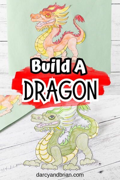 Build A Dragon, New Year At Home, Dragon Printable, Craft Paper Design, Chinese New Year Traditions, Kids Fathers Day Crafts, Imagination Quotes, New Years Traditions, New Years Activities