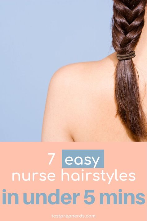 Try out these 7 quick and easy nurse hairstyles that will help revamp your look at work! These updos and styles can work for short, medium, and long hair! Don't like to spend a lot of time getting ready for work? We feel ya! These all can be done in under 5 minutes! Long Hairstyles For Nurses, Cute Hairstyles For Nurses Up Dos, Work Hairstyles For Nurses Easy, Hair For Nurses Hairstyles, Nurse Hairstyles Scrubs Easy, Easy Nurse Hairstyles Long Hair, Hairstyles For Hospital Workers, Updo For Nurses, Work Hairstyles For Nurses