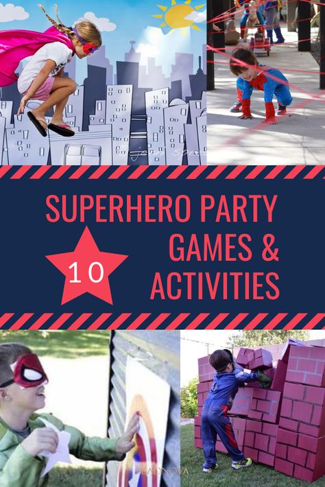 Superhero Party - Smashing & Easy DIY Party Ideas - Beadnova Superhero Minute To Win It Games, Super Hero Carnival Games, Superhero Activities For Kids Games, Superhero Birthday Party Games Indoors, Superhero Games For Kids Indoor, Superheroes Theme Party, Super Hero Birthday Party Decor, Superhero Theme Party Games, Superhero Carnival Games