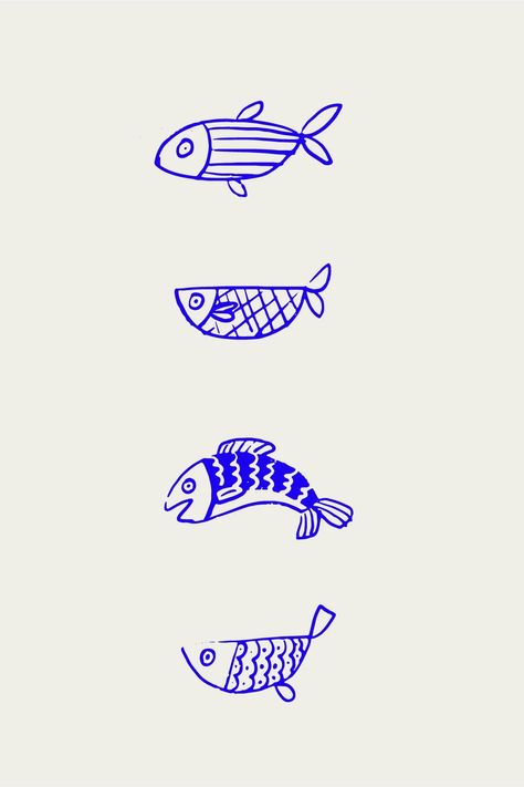 Fish Doodle Tattoo, Fish Doodle Drawing, Simple Fish Design, Simple Fish Illustration, Sardine Doodle, Fish Ceramics Pottery, Fish Stick And Poke, Fish Tattoo Fine Line, Japanese Fish Drawing